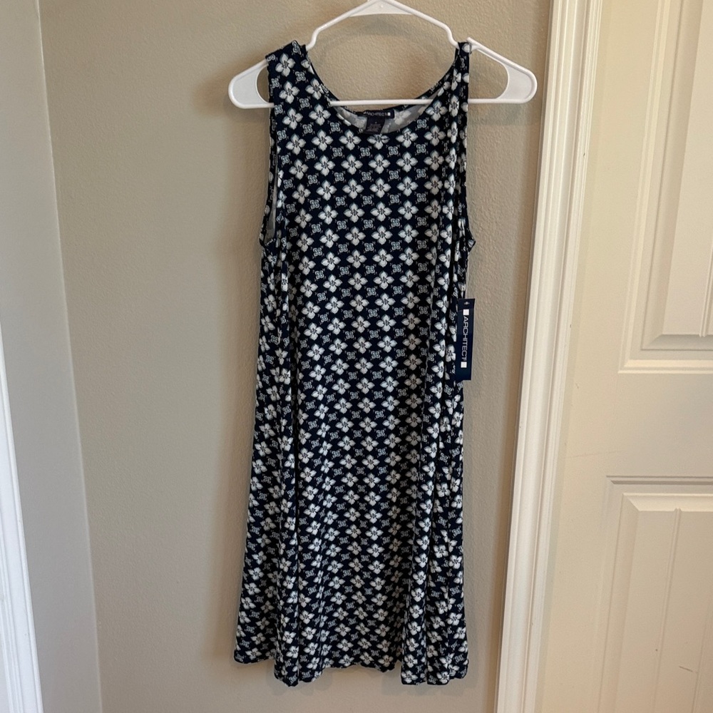 Architect Navy and Cream Patterned Midi Dress
